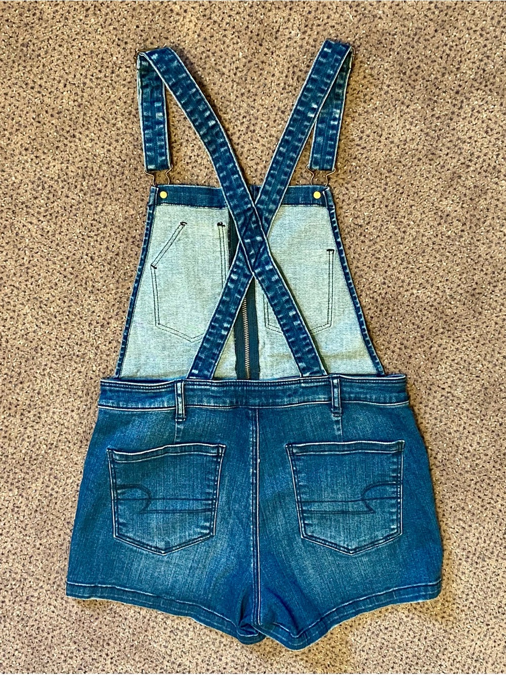 American Eagle Outfitters Blue Denim Short Overalls - Picture 5 of 8